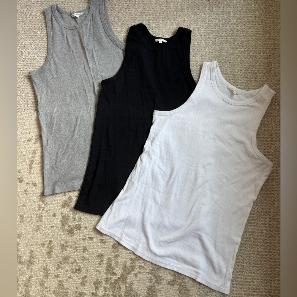 3 Pack of Not Monday Beckett Boyfriend Tanks - Gray, Black, and White